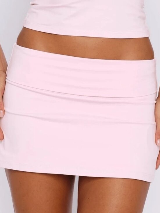 SHEIN Dresses & Skirts - Small Pink Bodycon Fold Over Mini Skirt